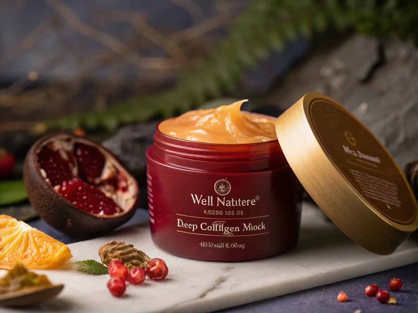 A collage featuring various anti-aging masks with collagen and peptides, highlighting their luxurious packaging and the promise of youthful skin. The background is a sophisticated blend of white and gold.