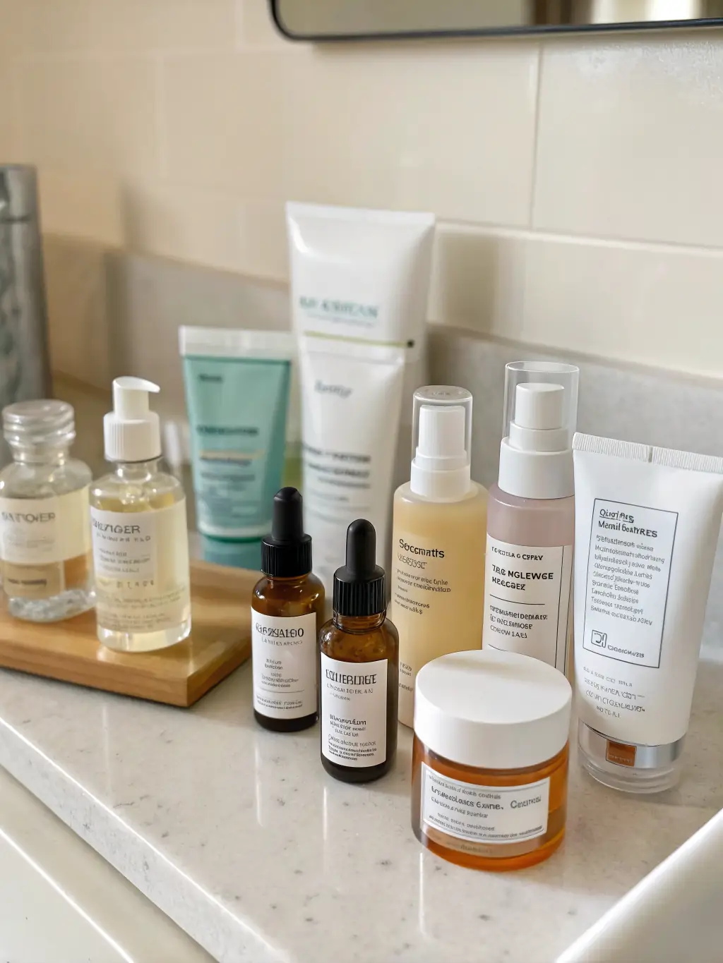 A vibrant image showcasing K-Beauty products with eye-catching, Instagrammable packaging displayed on a modern retail shelf, emphasizing their visual appeal.